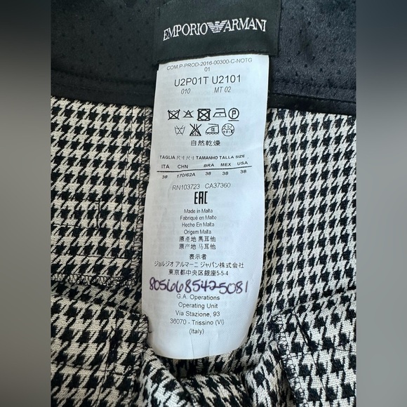 Emporio Armani black & white houndstooth skinny viscose trousers - Picture 5 of 6